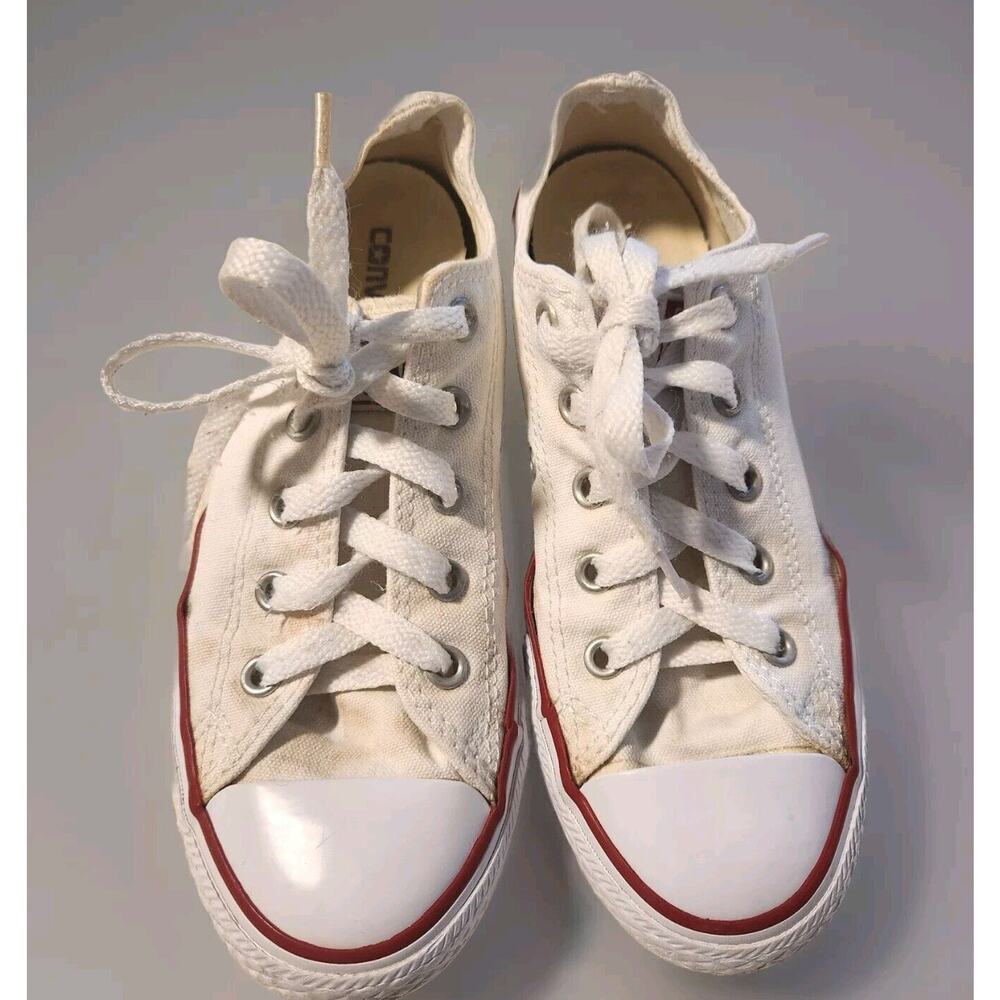 CONVERSE All Star Chuck Taylor‎ Low Top WHITE YOUTH Kids Canvas Shoes Size 1Y